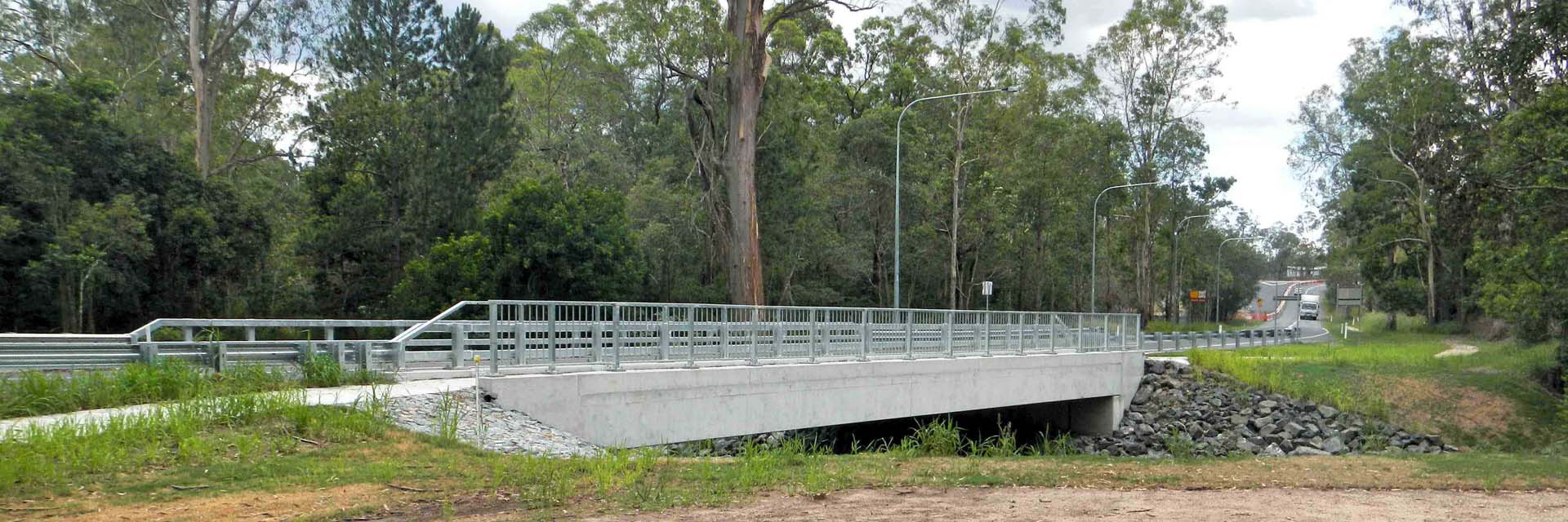 Steel Traffic barrier & Safety Barrier with pedestrian balustrade – Edwards Bridge, Greenbank